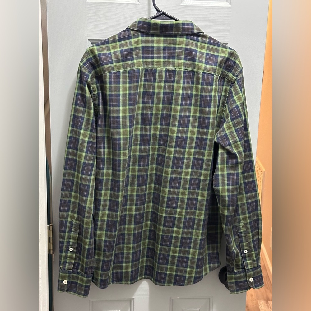 UNTUCKit Mens Helios Green Blue Brown Plaid Regular Fit Button Up Shirt Large - Picture 2 of 8